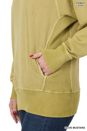 PIGMENT DYED FRENCH TERRY PULLOVER WITH POCKETS