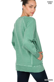 PIGMENT DYED FRENCH TERRY PULLOVER WITH POCKETS