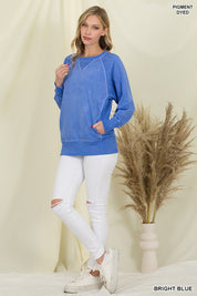 PIGMENT DYED FRENCH TERRY PULLOVER WITH POCKETS