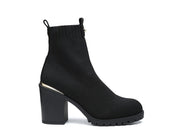 Medusa Knitted Block Heeled Ankle Boot In Black