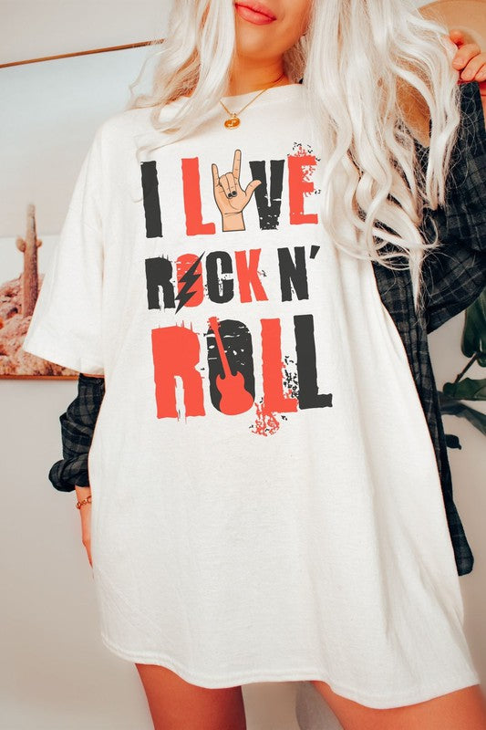 I Love Rock N Roll Oversized Graphic Tee