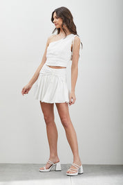 SIDE RUCHED RUFFLE SKORT