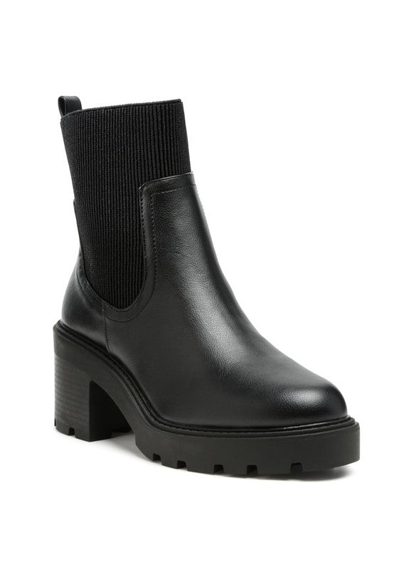 Liam Black Sock Chunky Chelsea Boots