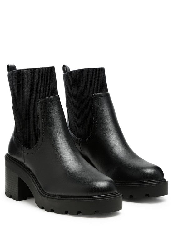 Liam Black Sock Chunky Chelsea Boots
