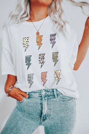 Lightning Bolt Grid Oversized Graphic Tee