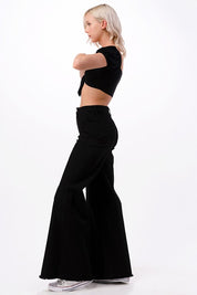 Wide Leg Flare Denim Jeans Pants