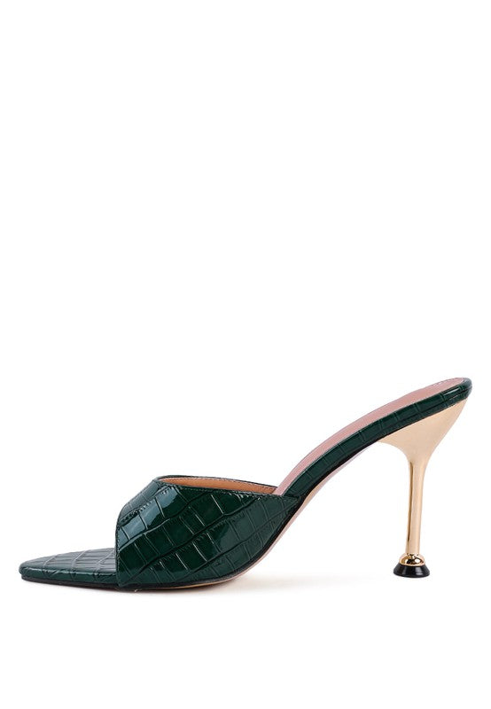 French Cut High Heel Croc Slides