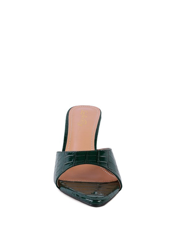 French Cut High Heel Croc Slides