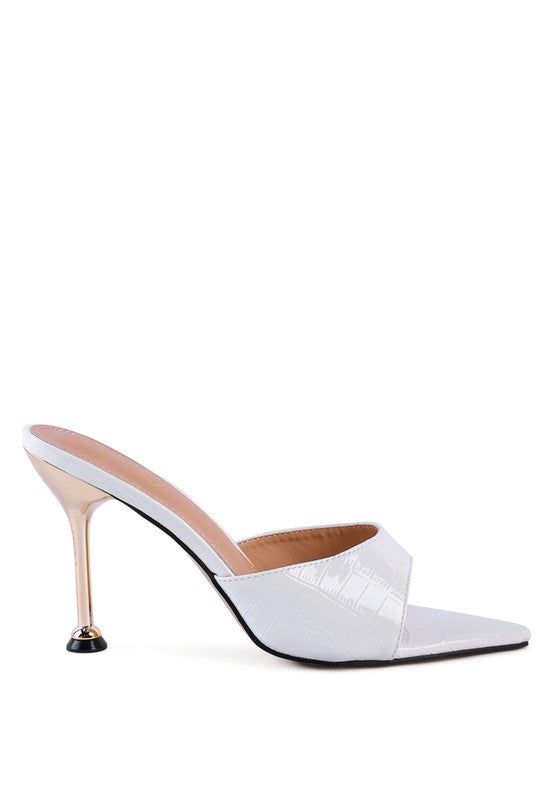 French Cut High Heel Croc Slides