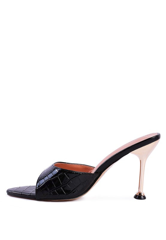French Cut High Heel Croc Slides