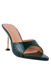 French Cut High Heel Croc Slides