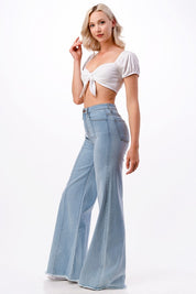 Wide Leg Flare Denim Jeans Pants