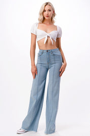 Wide Leg Flare Denim Jeans Pants