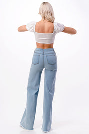 Wide Leg Flare Denim Jeans Pants