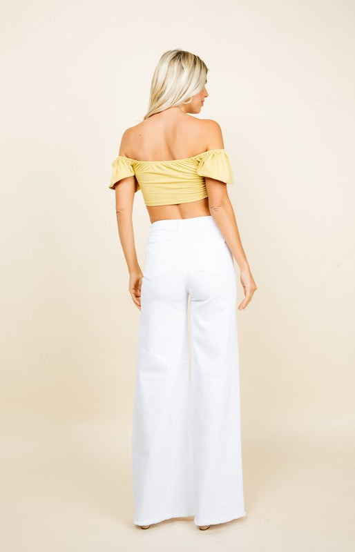 Wide Leg Flare Denim Jeans Pants