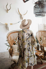 Ikebana Kimono W/ Suede Tie Belt
