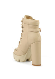 Willow Cushion Collared Lace Up High Ankle Boots