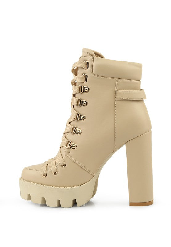 Willow Cushion Collared Lace Up High Ankle Boots