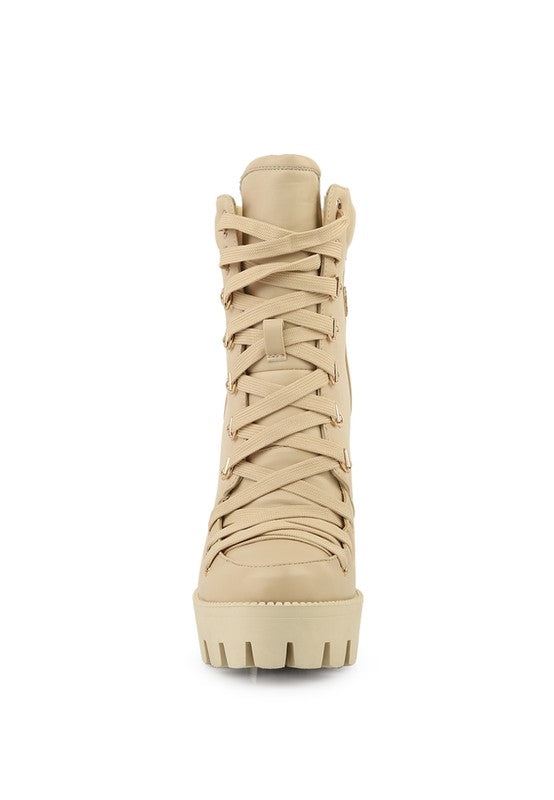 Willow Cushion Collared Lace Up High Ankle Boots