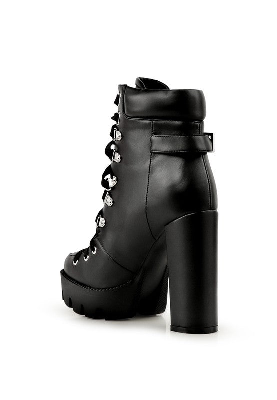 Willow Cushion Collared Lace Up High Ankle Boots