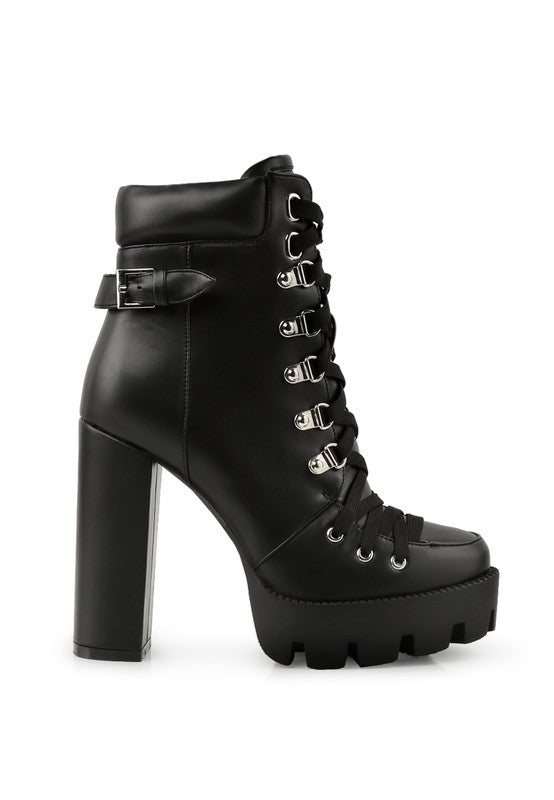 Willow Cushion Collared Lace Up High Ankle Boots