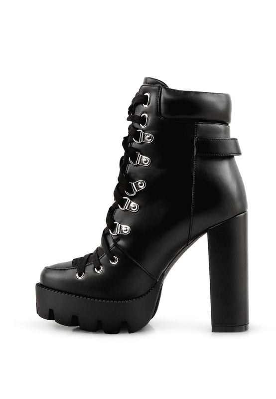 Willow Cushion Collared Lace Up High Ankle Boots