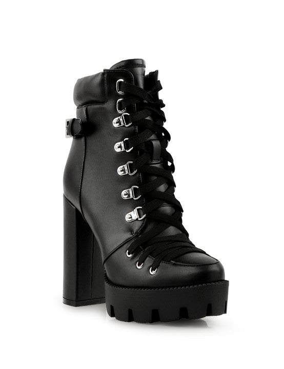 Willow Cushion Collared Lace Up High Ankle Boots