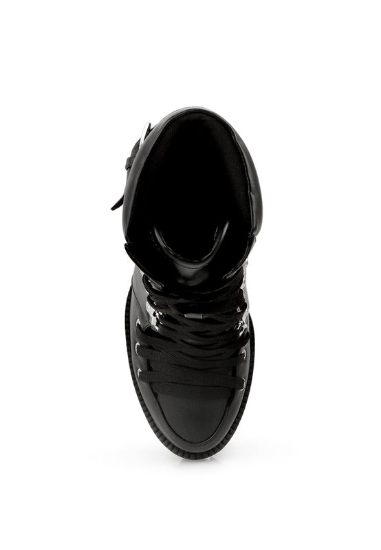 Willow Cushion Collared Lace Up High Ankle Boots
