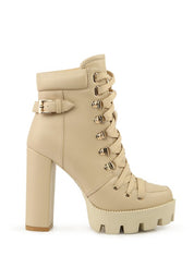 Willow Cushion Collared Lace Up High Ankle Boots