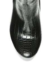 Bumpy Croc High Block Heeled Chunky Ankle Boots