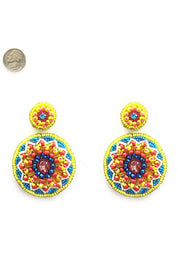 Round Drop Dangle Colorful Beaded Round Earrings