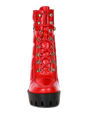 SCOTCH High Heel Quilted Satin Biker Boots