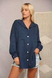 Jenna Washed Linen Button Down Shirt