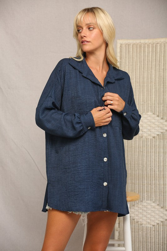 Jenna Washed Linen Button Down Shirt