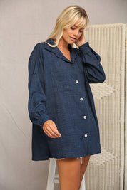 Jenna Washed Linen Button Down Shirt