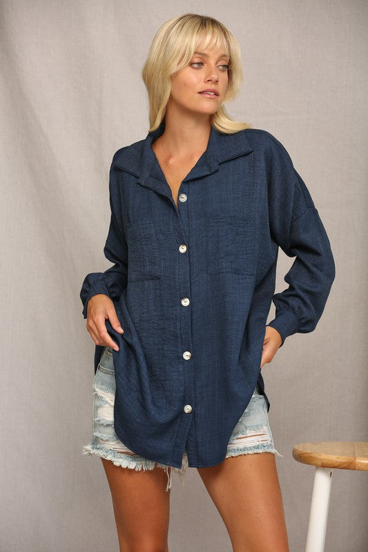 Jenna Washed Linen Button Down Shirt