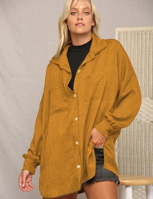 Jenna Washed Linen Button Down Shirt
