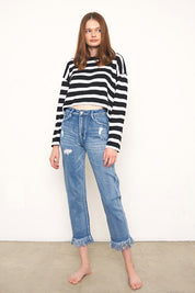 HIGH RISE CROPPED STRAIGHT JEANS