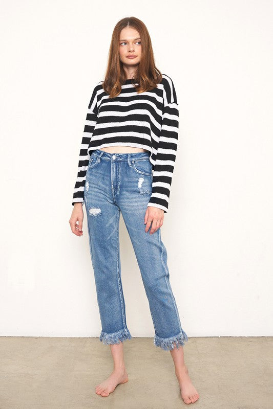 HIGH RISE CROPPED STRAIGHT JEANS