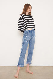 HIGH RISE CROPPED STRAIGHT JEANS