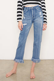 HIGH RISE CROPPED STRAIGHT JEANS