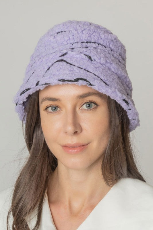 Winter Geometric Pattern Sherpa Bucket Hat