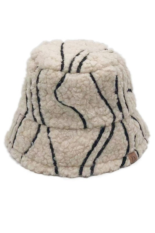 Winter Geometric Pattern Sherpa Bucket Hat