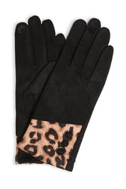 Solid Smart Touch Gloves W Leopard Patch