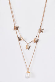 Butterfly Pearl Charm Necklace