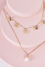 Butterfly Pearl Charm Necklace
