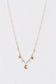 Gold Star & Faux Diamond Charm Necklace