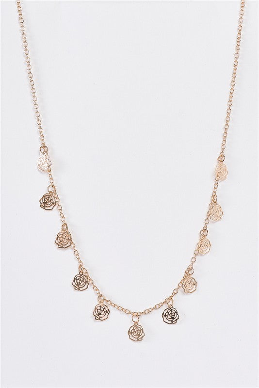 Laser Cut Rose Necklace