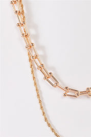 Twisted And U Link Chains Set Necklace