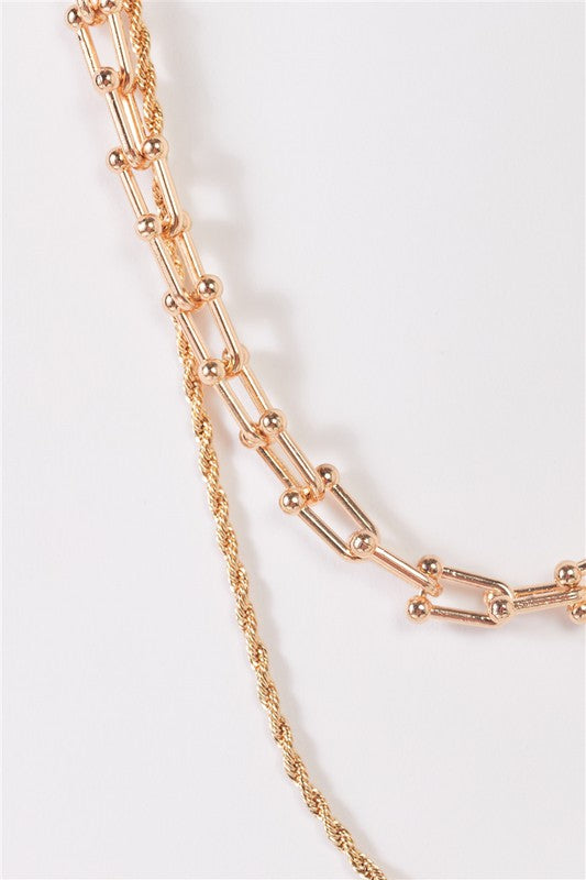 Twisted And U Link Chains Set Necklace